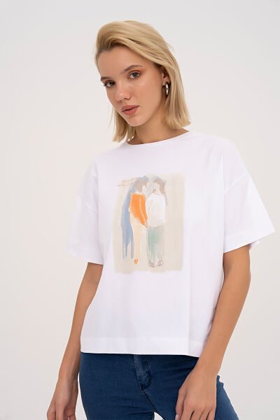 Baskılı Oversize Tshirt L